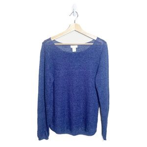 St. Tropez 100% Linen Blue Knit Boat Neck Top
